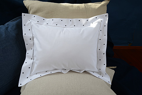 Hemstitch Baby Pillow 12"x16" Black color Polka Dots.